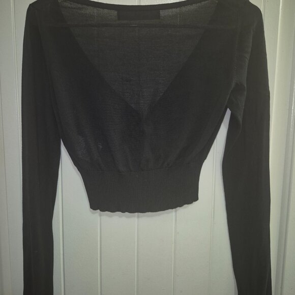 Versace black V-neck knit cropped cardigan - Picture 3 of 5